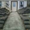 Wall Layers. Pathway paved with rubber mat filled with soil and seeded with grass. Rubber mats are designed to protect grass roots from foot traffic and soil erosion.